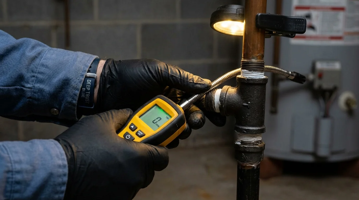 Gas leak detection with electronic sniffer by Johns Plumbing LLC in Creede