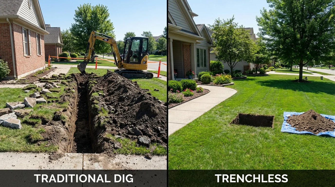 Trenchless sewer repair with minimal yard damage versus traditional excavation in Creede, CO